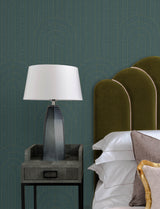 Declan Turquoise Textured Geometric Arches by A-Street Prints Glam Metallic Non Woven Strippable Wallpaper Moderne Deco - 4198-27828