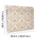 Ferrenby Apricot Lotus-Shaped Floral Fan Non Woven Unpasted Washable Modern Wallpaper by A-Street Prints Moderne Deco - 4198-27829