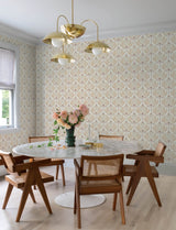 Ferrenby Apricot Lotus-Shaped Floral Fan Non Woven Unpasted Washable Modern Wallpaper by A-Street Prints Moderne Deco - 4198-27829
