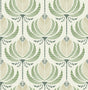 Ferrenby Green Floral Fan Wallpaper by A-Street Prints - Moderne Deco Collection - 4198-27830