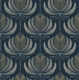 Ferrenby Dark Blue Floral Fan Wallpaper by A-Street Prints - 4198-27831