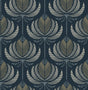 Ferrenby Dark Blue Floral Fan Wallpaper by A-Street Prints - 4198-27831
