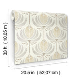 Ferrenby Metallic Gold, Silver and Pewter on White Ground by A-Street Prints Moderne Deco Floral Fan Non Woven Wallpaper - 4198-27832