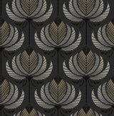 Ferrenby Black Floral Fan Wallpaper - 4198-27833 by A-Street Prints
