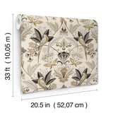 Bernadette Black Garden Wilderness Bohemian Illustrative Birds and Butterflies Damask Non Woven Wallpaper by A-Street Prints - 4198-27834