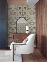 Bernadette Black Garden Wilderness Bohemian Illustrative Birds and Butterflies Damask Non Woven Wallpaper by A-Street Prints - 4198-27834