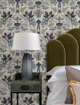 Bernadette Blue Garden Wilderness by A-Street Prints Bohemian Bird Damask Wallpaper - 4198-27835