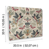 Bernadette Merlot Bohemian Garden Wilderness Bird and Botanical Damask Unpasted Non Woven Wallpaper by A-Street Prints Moderne Deco - 4198-27836