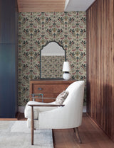 Bernadette Merlot Bohemian Garden Wilderness Bird and Botanical Damask Unpasted Non Woven Wallpaper by A-Street Prints Moderne Deco - 4198-27836
