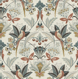 Bernadette Rose Garden Wilderness Wallpaper in Rose by A-Street Prints - Bohemian Bird and Botanical Damask