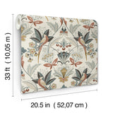 Bernadette Rose Garden Wilderness Rose by A-Street Prints Bohemian Bird and Botanical Damask Non-Woven Wallpaper - 4198-27837