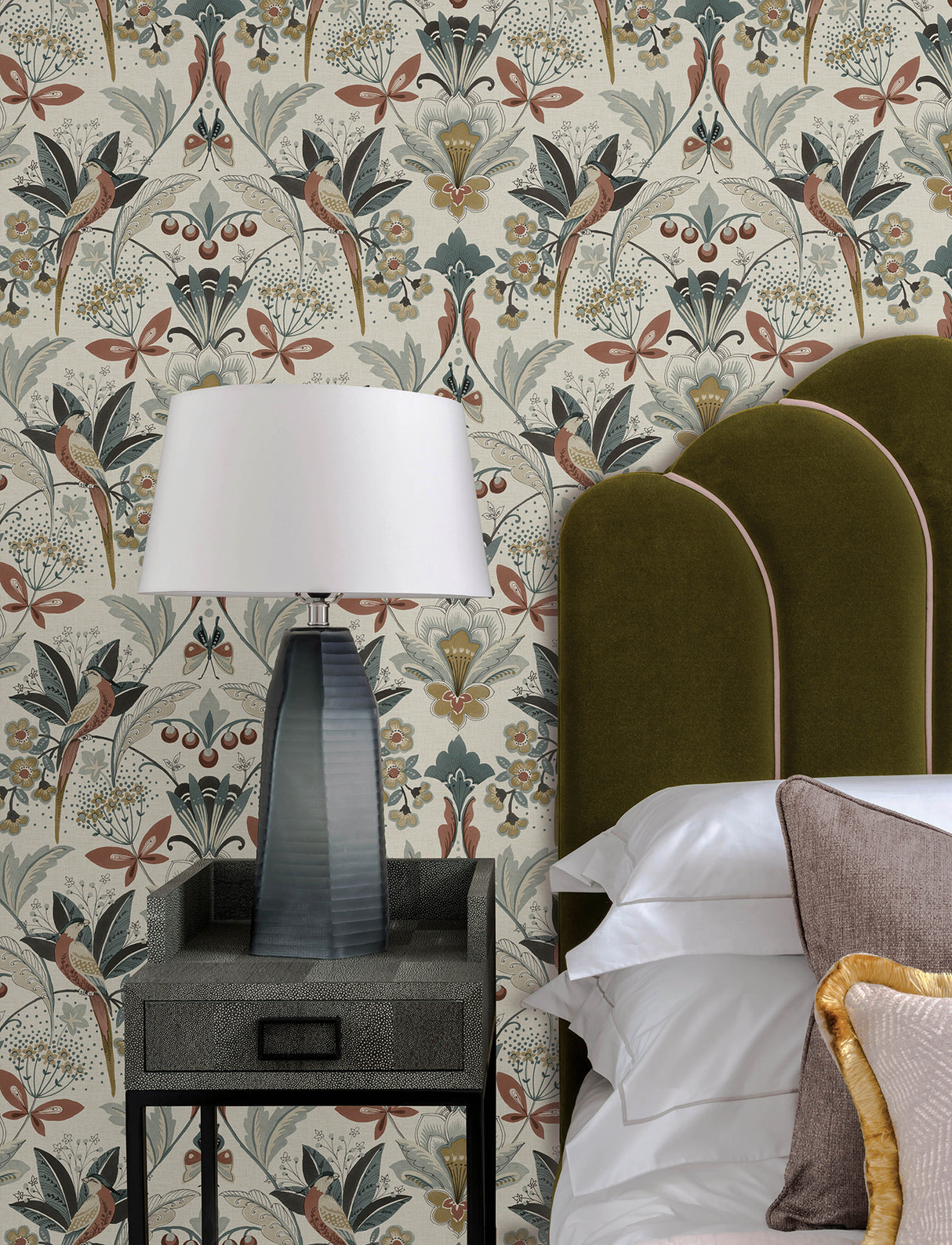 Bernadette Rose Garden Wilderness Rose by A-Street Prints Bohemian Bird and Botanical Damask Non-Woven Wallpaper - 4198-27837