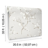 A-Street Prints Bliss Stone Blossom Botanical Wallpaper Grey White Branch Floral Non Woven Unpasted Strippable 20.5in x 33ft - 4198-27842