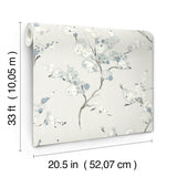 Bliss Sky Blue Blossom by A-Street Prints Modern Botanical Non Woven Unpasted Wallpaper Moderne Deco Collection - 4198-27844