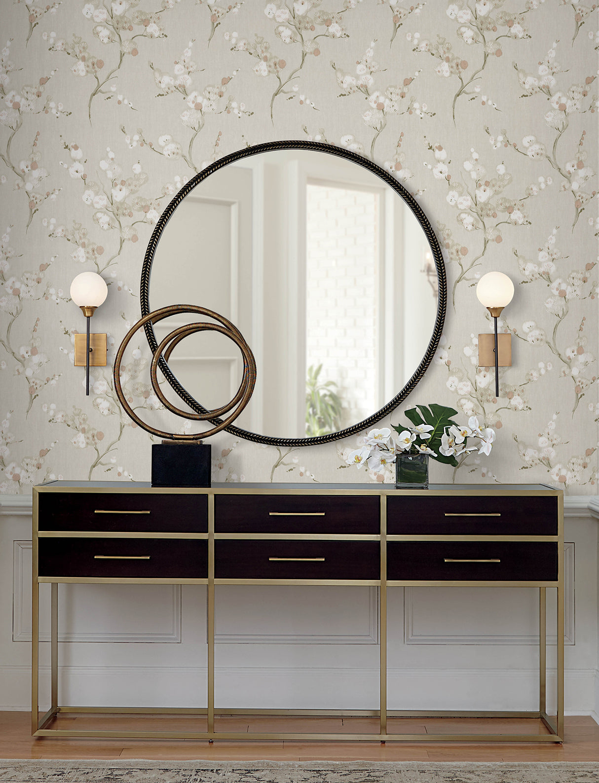Bliss Rose Blossom in Rose by A-Street Prints Modern Botanical Blossom Branch Non Woven Unpasted Wallpaper Moderne Deco Collection - 4198-27845