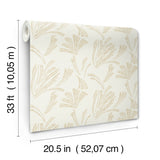Ermine Gold by A-Street Prints Modern Abstract Metallic Ivory Fan Motif Unpasted Non Woven Strippable Washable Wallpaper Moderne Deco - 4198-83470