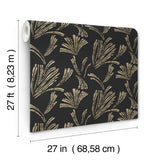 Ermine Black by A-Street Prints Moderne Deco Modern Abstract Metallic Gold Non Woven Unpasted Strippable Washable Wallpaper - 4198-83473
