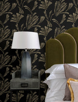 Ermine Black by A-Street Prints Moderne Deco Modern Abstract Metallic Gold Non Woven Unpasted Strippable Washable Wallpaper - 4198-83473