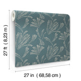 Ermine Teal and Silver by A-Street Prints Modern Abstract Metallic Fan Motif Non Woven Unpasted Wallpaper 27-in x 27-ft - 4198-83474