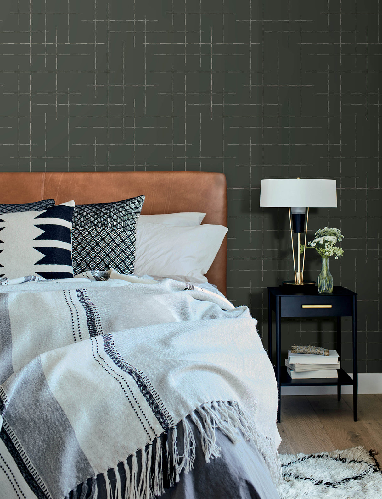 Wylie Moss Dotted Gridlines Wallpaper by A-Street Prints Modern Abstract Geometric Green Non Woven Unpasted Sidewall - 4198-83477