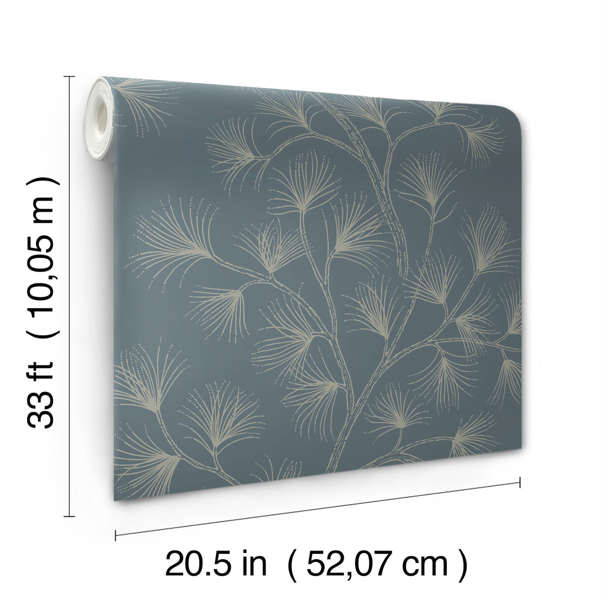 Kismine Slate Blue and Taupe Botanical Trail Wallpaper by A-Street Prints Modern Non Woven Unpasted Sidewall Moderne Deco Collection - 4198-83479