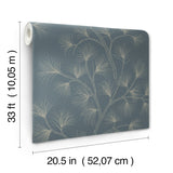 Kismine Slate Blue and Taupe Botanical Trail Wallpaper by A-Street Prints Modern Non Woven Unpasted Sidewall Moderne Deco Collection - 4198-83479
