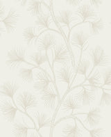 Kismine Beige Botanical Trail Wallpaper by A-Street Prints featuring wispy fan-shaped leaves on trailing branches against an off-white background