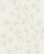 Kismine Beige Botanical Trail Wallpaper by A-Street Prints featuring wispy fan-shaped leaves on trailing branches against an off-white background