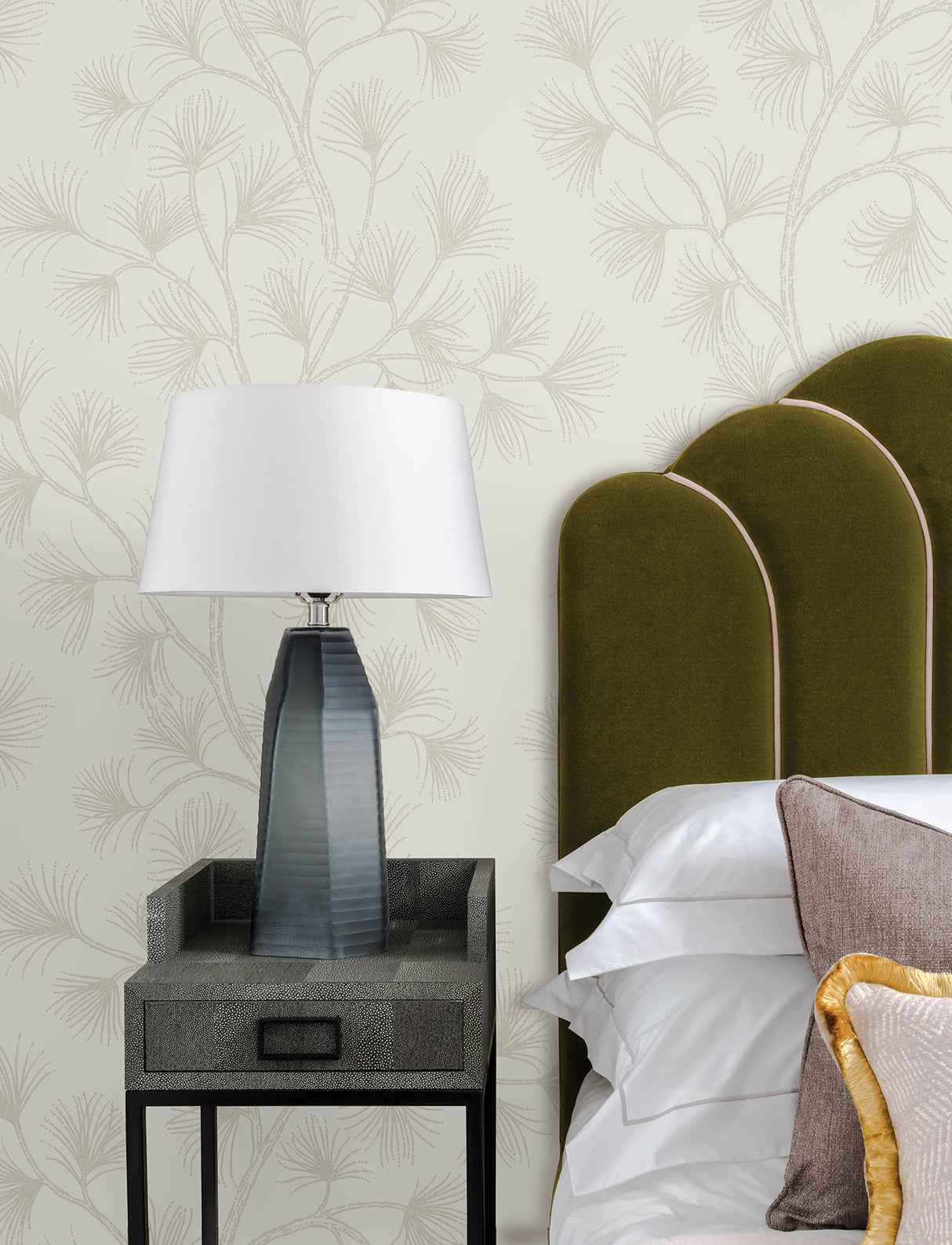Kismine Beige Botanical Trail by A-Street Prints Modern Fan Leaf Non Woven Sidewall - A-Street Prints 4198-83480