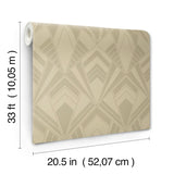 Allenby Khaki Flocked Geometric Art Deco Diamond Glam Non Woven Wallpaper by A-Street Prints Moderne Deco Collection - 4198-87400