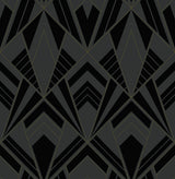 Allenby Black Flocked Wallpaper by A-Street Prints - 4198-87401