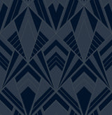 Allenby Indigo Flocked Geometric Wallpaper by A-Street Prints