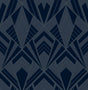 Allenby Indigo Flocked Geometric Wallpaper by A-Street Prints