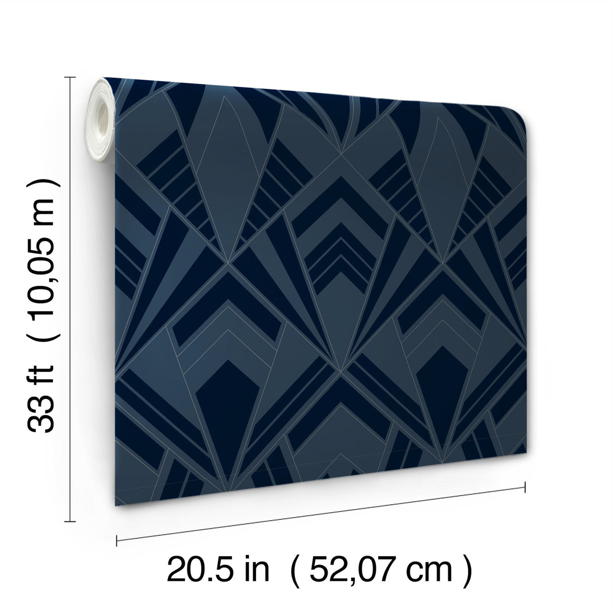 Allenby Indigo Glam Flocked Art Deco Diamond Geometric Non Woven Unpasted Wallpaper by A-Street Prints - 4198-87402