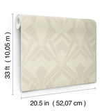 Allenby Pearl Flocked by A-Street Prints Moderne Deco Glamorous Diamond Geometric Metallic Non Woven Wallpaper Roll 4198-87403