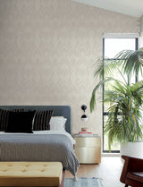 Allenby Pearl Flocked by A-Street Prints Moderne Deco Glamorous Diamond Geometric Metallic Non Woven Wallpaper Roll 4198-87403