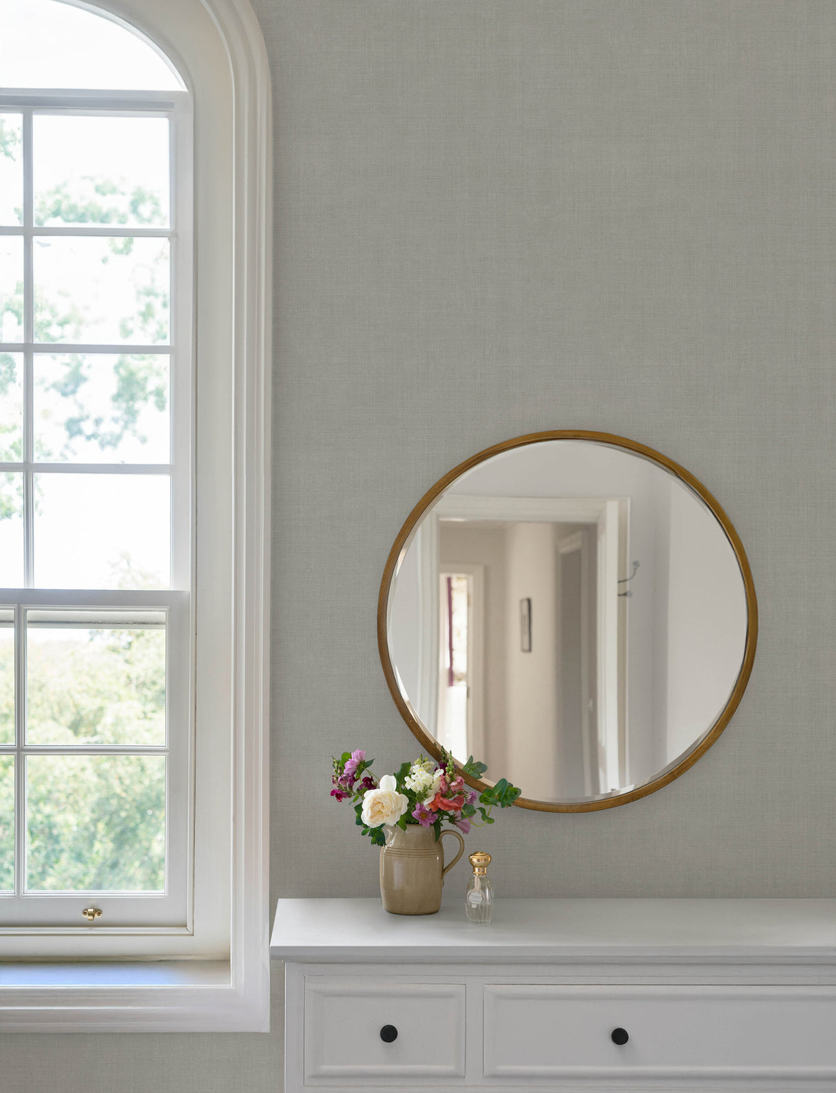 Midolin Sterling by A-Street Prints Light Grey Fine Linen Textured Non Woven Wallpaper Savanna Collection - 4201-16020
