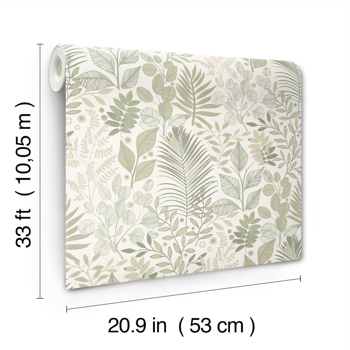 Ängslycka Green by A-Street Prints Forest Botanicals Modern Botanical Illustrated Leaves Non Woven Unpasted Wallpaper - 4201-20102