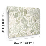 Ängslycka Green by A-Street Prints Forest Botanicals Modern Botanical Illustrated Leaves Non Woven Unpasted Wallpaper - 4201-20102