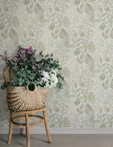 Ängslycka Green by A-Street Prints Forest Botanicals Modern Botanical Illustrated Leaves Non Woven Unpasted Wallpaper - 4201-20102