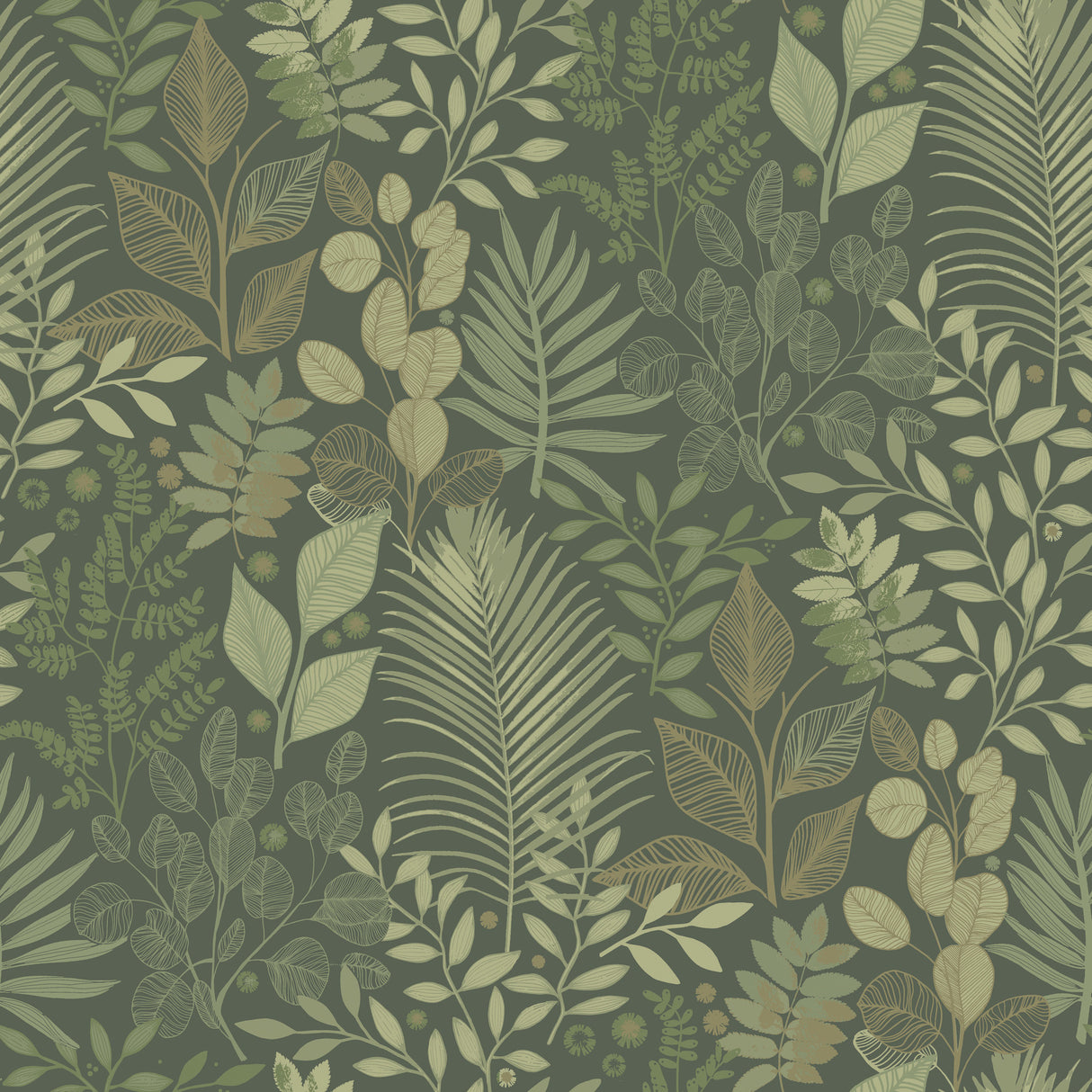 Ängslycka Dark Green Forest Botanicals Wallpaper by A-Street Prints - 4201-20103