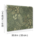 Ängslycka Dark Green Forest Botanicals Non Woven Unpasted Strippable Wallpaper by A-Street Prints Savanna Collection - 4201-20103