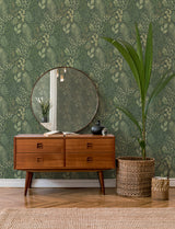 Ängslycka Dark Green Forest Botanicals Non Woven Unpasted Strippable Wallpaper by A-Street Prints Savanna Collection - 4201-20103