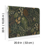 Ängslycka Black Forest Botanicals Wallpaper in Black by A-Street Prints Savanna Collection Unpasted Non Woven Botanical Sidewall - 4201-20104