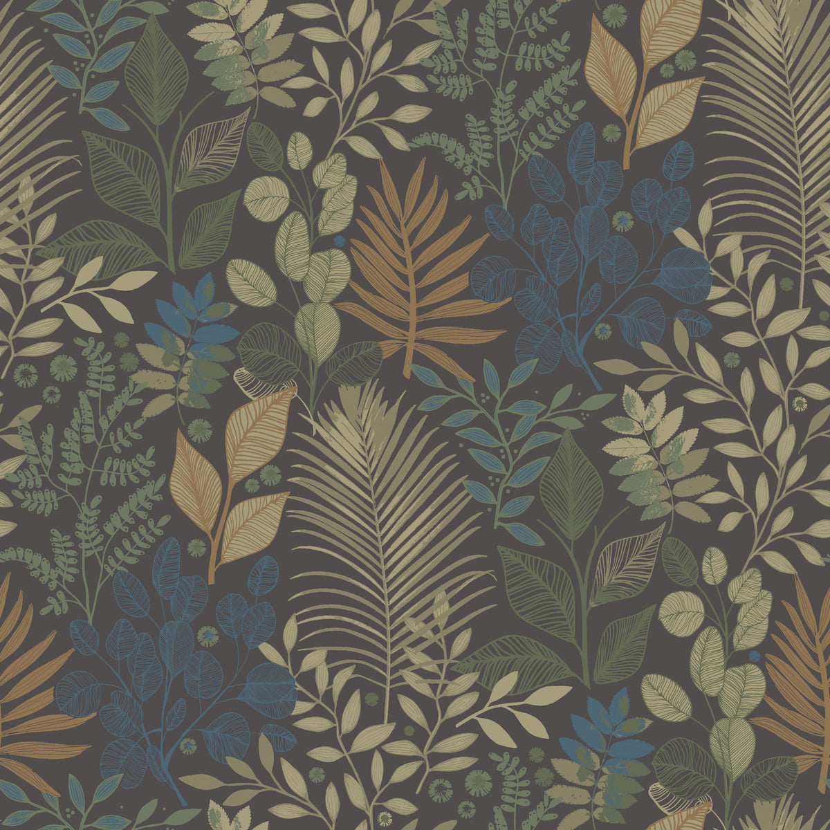 Ängslycka Charcoal Forest Botanicals Wallpaper by A-Street Prints - 4201-20105