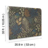 Ängslycka Charcoal by A-Street Prints Modern Botanical Forest Greenery Unpasted Non Woven Wallpaper Roll Savanna Collection - 4201-20105