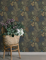 Ängslycka Charcoal by A-Street Prints Modern Botanical Forest Greenery Unpasted Non Woven Wallpaper Roll Savanna Collection - 4201-20105