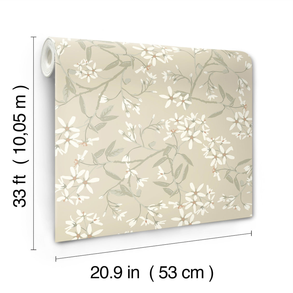 Paradis Beige Bouquet Toss Wallpaper by A-Street Prints Savanna Collection Farmhouse Botanical Floral Non Woven Unpasted Wallpaper - 4201-20112
