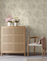 Paradis Beige Bouquet Toss Wallpaper by A-Street Prints Savanna Collection Farmhouse Botanical Floral Non Woven Unpasted Wallpaper - 4201-20112
