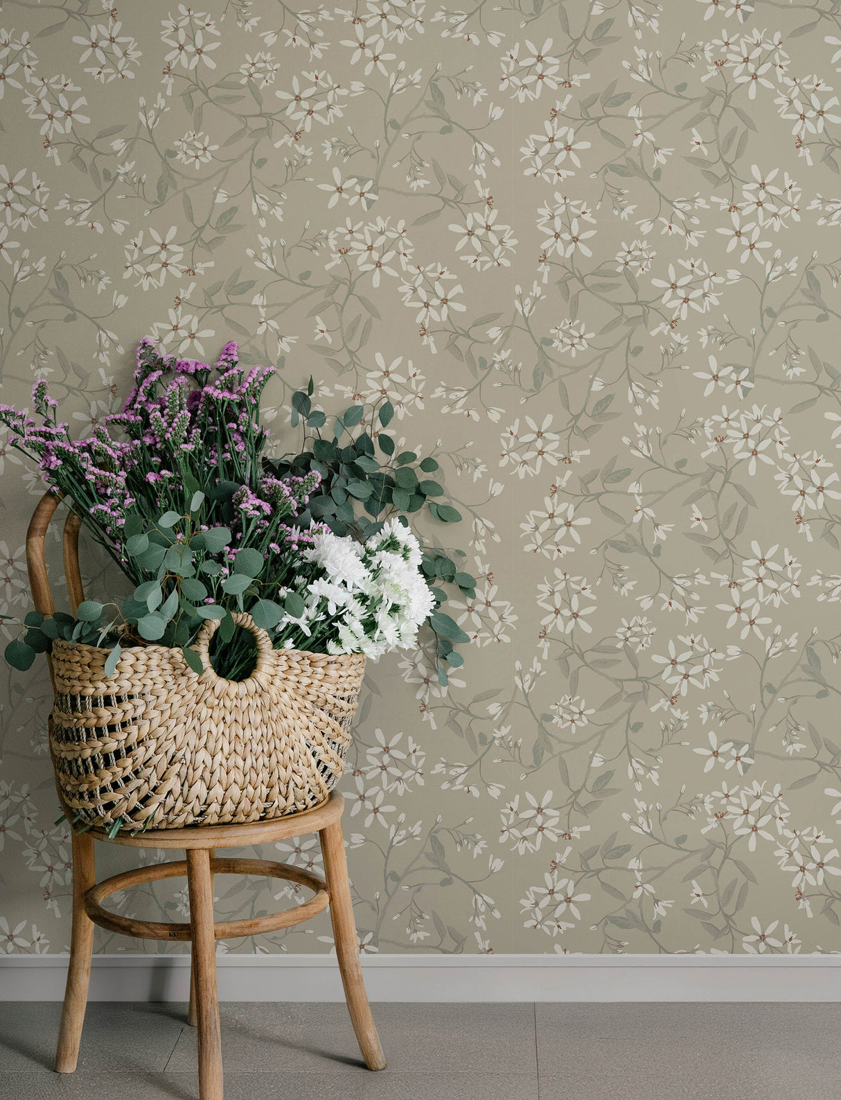 Paradis Grey Bouquet Toss by A-Street Prints Farmhouse Botanical Floral Wallpaper - A-Street Prints 4201-20113